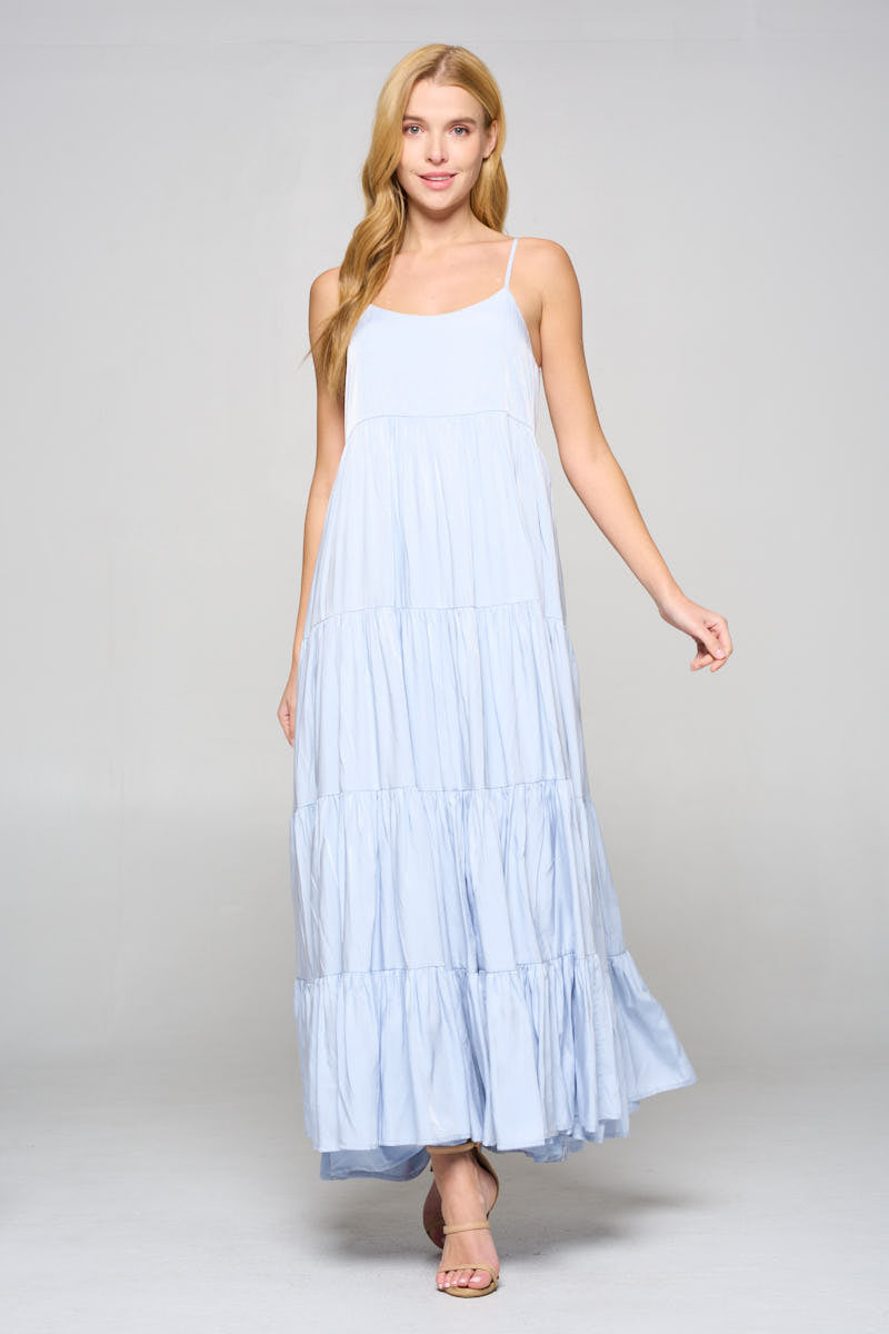 Light Blue Tiered Maxi Dress – Social ...